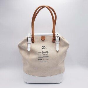 Fleabags Canvas and Leather Tote Bag Neutral Cream Tan
